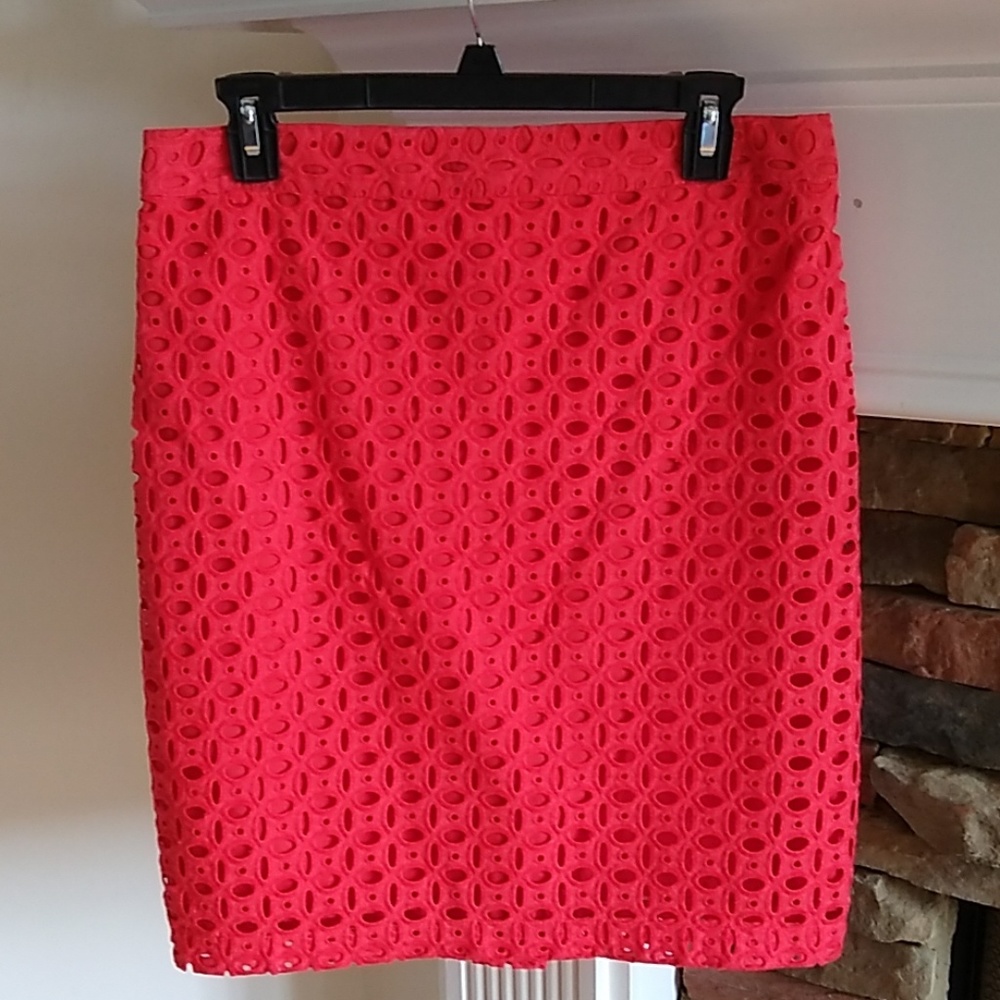Kenar Coral eyelet pencil skirt 6